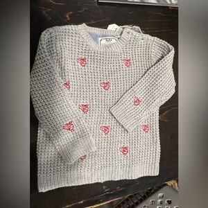 Zara Gray Sweater with Red Accents